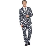 Smiffys Skeleton Suit, Black & White (Size XL)