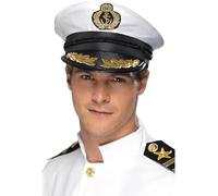 Smiffys Sm21734 Chapeau De Capitaine Taille Unique, Blanc, Taille unique