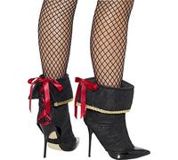 Smiffys Couvre-bottes pirate, Noir, avec dos à nouer