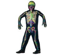 Smiffy's Smiffys Déguisement Squelette Phosphorescent, Multicolore, avec Combinaison, Masque et G Smiffys Déguisement Enfant, Squelette Phosphorescent Garçon