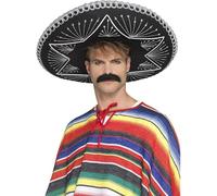 Smiffy's Sombrero authentique de luxe – tressage argenté – Noir – Halloween
