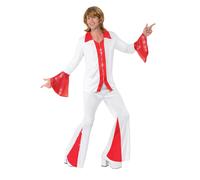Smiffy's Déguisement Super Trooper Homme – Disco, chemise et pantalon, blanc et rouge – Taille L