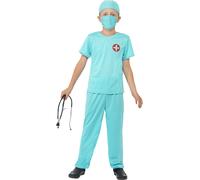 Smiffy's Costume chirurgien Bleu – haut, pantalon, chapeau, masque et stéthoscope – Halloween