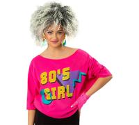Smiffys - T-shirt "années 1980" pour femme chauve-souris SM1123 (XL) (rose fluo)