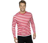 Smiffys - T-shirt homme/femme unie manches longues SM566 (S) (Rouge/Blanc)