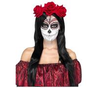 Smiffy's Bandeau Jour des Morts avec des roses rouges
