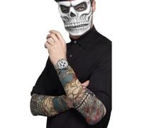 Adulte Jour De The Dead Squelette Tatouage Manches Halloween Horreur Hommes Robe