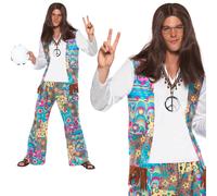 Smiffys Tenue Complète Déguisement Hippie 70s Peace Psychedelique Neuf