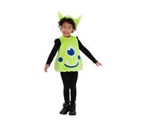 Smiffys Toddler Alien Costume, Green Alien Tabard with Matching Hat, Fun and Comfortable Fancy Dress Outfit for Halloween, Nursery Events, Parties and Dress-Up Play for Young Children