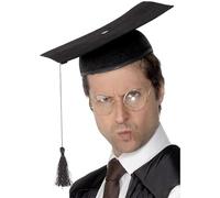 Smiffys Toque universitaire en feutre, noire, avec pompon, Deluxe