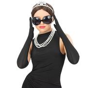 Smiffys Trousse de diva Tiffany, lunettes de soleil, Diadème en plastique, collier de perles et gants longs