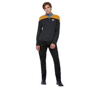 Smiffys Uniforme d'équipage de Star Trek Voyager, Haut avec badge Delta brodé et insignes de grade