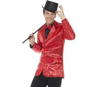 Smiffys Veste à sequins, rouge, pour homme