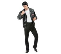 Smiffys Veste Grease T-Birds, Noir, avec logo brodé Halloween, Carnaval