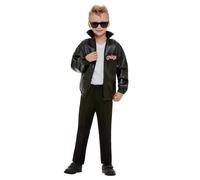 Smiffys Veste Grease T-Birds, Noir, avec logo Halloween, Carnaval