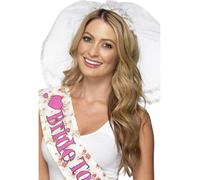 Smiffys Voile d'enterrement de vie de jeune fille, blanc, avec bandeau Halloween