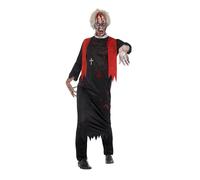 Smiffy's Costume Grand Prêtre Zombie, Noir – Tunique et collier croix – Halloween