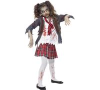 Smiffy's Costume écolière zombie, gris, avec jupe, veste, fausse chemise et cravate