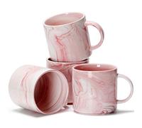 Smilatte Tasses à café empilables de 12 oz / 320 ml, tasse en céramique de marbre de nouveauté M101 pour amant de fille de garçon, lot de 4, rose