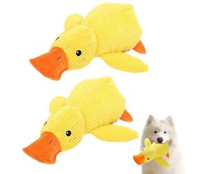Smilbaley 2 Pièces Chien Anti-Stress Canard en Peluche, Jouet pour Chien Canard Jaune, Jouet pour Charlatan,Jouets pour Chiens, Convient aux Jouets pour De Petite Et Moyenne Taille