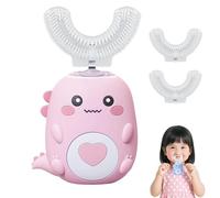 Smile - Brosse À Dents 360° Pour Enfants, Brosse À Dents Automatique Avec Lumière LED Et Aspect Dinosaures, Fabriquée En Silicone, Convient Aux Enfants (Rose, 2-6 ans)