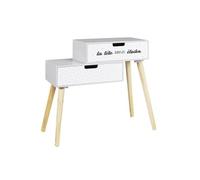 SMILE - Chevet Enfant 2 Tiroirs Gris et Blanc -