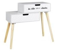 SMILE - Chevet Enfant 2 Tiroirs Gris et Blanc