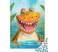 Smile du Crocodile Dessin animé Puzzle 1000 Pièces Adultes intéressant Puzzles 1000 Pièces Défi Jouet Cadeau 52x38cm/1000pcs