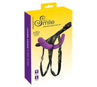SMILE - harnais ceinture avec double gode - silicone violet et noir