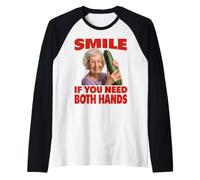 Smile If You Need Two Hands Funny Zucchini Granny Meme Manche Raglan