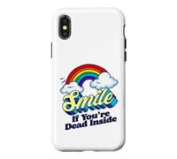 Smile If You're Dead Inside Funny Sarcastic Pessimiste Gag Coque pour iPhone X/XS