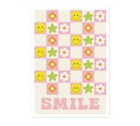 Smile - Impression amusante et mignonne - Décoration de chambre rétro - Illustration vintage funky - Poster amusant pour dortoir et appartement - A1 (impression uniquement) - 84,1 x 59,4 cm