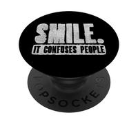 Smile It Confuses People Humour introverti drôle PopSockets PopGrip Adhésif
