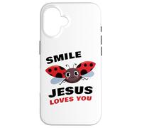 Smile Jesus Loves You - Cute Ladybug Christian Faith Cartoon Coque pour iPhone 16