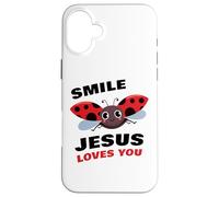 Smile Jesus Loves You - Cute Ladybug Christian Faith Cartoon Coque pour iPhone 16 Plus
