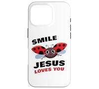 Smile Jesus Loves You - Cute Ladybug Christian Faith Cartoon Coque pour iPhone 16 Pro