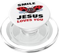 Smile Jesus Loves You - Cute Ladybug Christian Faith Cartoon PopSockets PopGrip pour MagSafe
