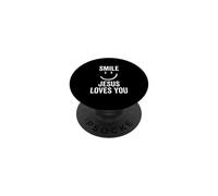 Smile Jesus Loves You Funny Faith God Christian PopSockets PopGrip Adhésif