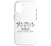 Smile Jesus Loves You Sign,Christian Faith God Bible Verse Coque pour iPhone 16