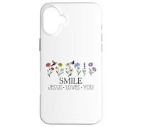 Smile Jesus Loves You Sign,Christian Faith God Bible Verse Coque pour iPhone 16 Plus