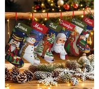 Smile lab Chaussette de Noël Personnalisée avec Nom - Grand Bas de Noël Suspendu pour Cheminée et Maison, Motif Flocon de Neige ou Arbre de Noël, Décoration de Noël Élégante pour Les Fêtes, Lot de 1