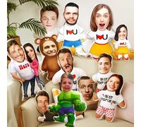 Smile lab Coussin Visage Personnalisé - Oreiller Photo en Forme de Poupée 3D, Cadeau Unique pour Anniversaire, Noël, Décoration Maison, Personnalisable pour Couple, Enfant, Animal de Compagnie