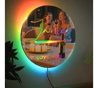 Smile lab Miroir LED Personnalisé avec Nom, Miroir Mural pour Chambre et Salon, Veilleuse Nom Personnalisée, Idée Cadeau pour Noël et Anniversaire, Parfait pour Les Mères, Les Épouses
