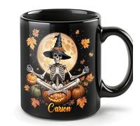 Smile lab Tasse d'Halloween Personnalisée, Tasse Crâne avec Nom, Cadeaux d'Halloween Personnalisés, Tasses en Céramique d'Halloween pour Hommes, Femmes