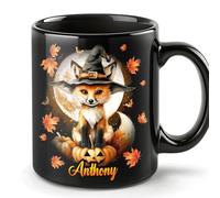 Smile lab Tasse d'Halloween Personnalisée, Tasse Renard avec Nom, Cadeaux d'Halloween Personnalisés, Tasses en Céramique d'Halloween pour Hommes, Femmes