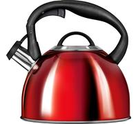 Smile MCN13/C1 Bouilloire à induction, sifflet, tous feux fr, 3 L, inox, poignée Cool Touch, Red