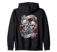 Smile Now Cry Later Chicano Tattoo Style Drama Masques Sweat à Capuche