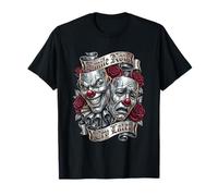 Smile Now Cry Later Chicano Tattoo Style Drama Masques T-Shirt