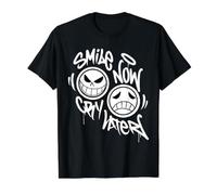Smile Now Cry Later Graffiti T-Shirt Graphique avec Valeur, Homme, Noir, L