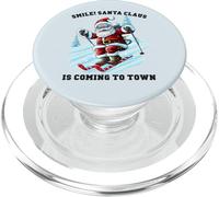 Smile Santa Claus is Coming to Town Funny Xmas Santa Ski PopSockets PopGrip pour MagSafe